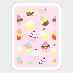 Cupcake pattern with pink background Sticker